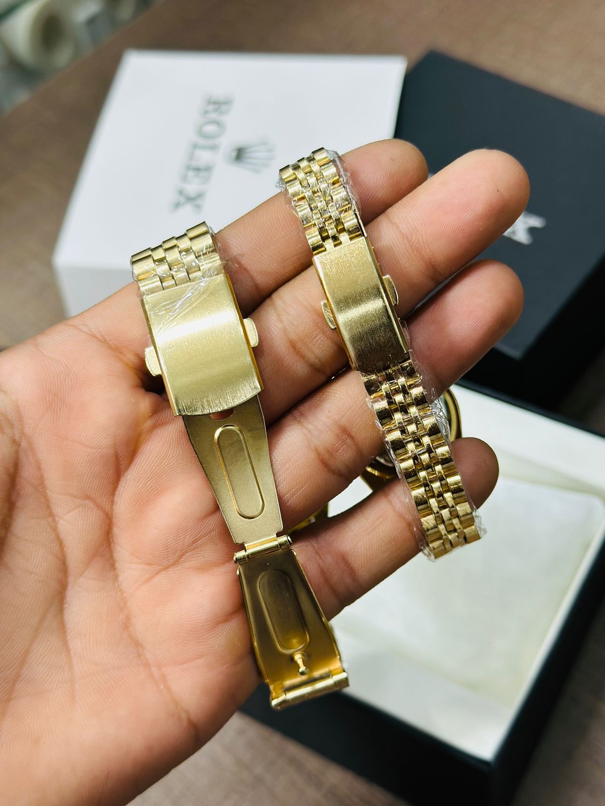 ROLEX PAIR WATCHES JUBILEE CHAIN STAINLESS STEEL CHAIN ROMAN DIALS