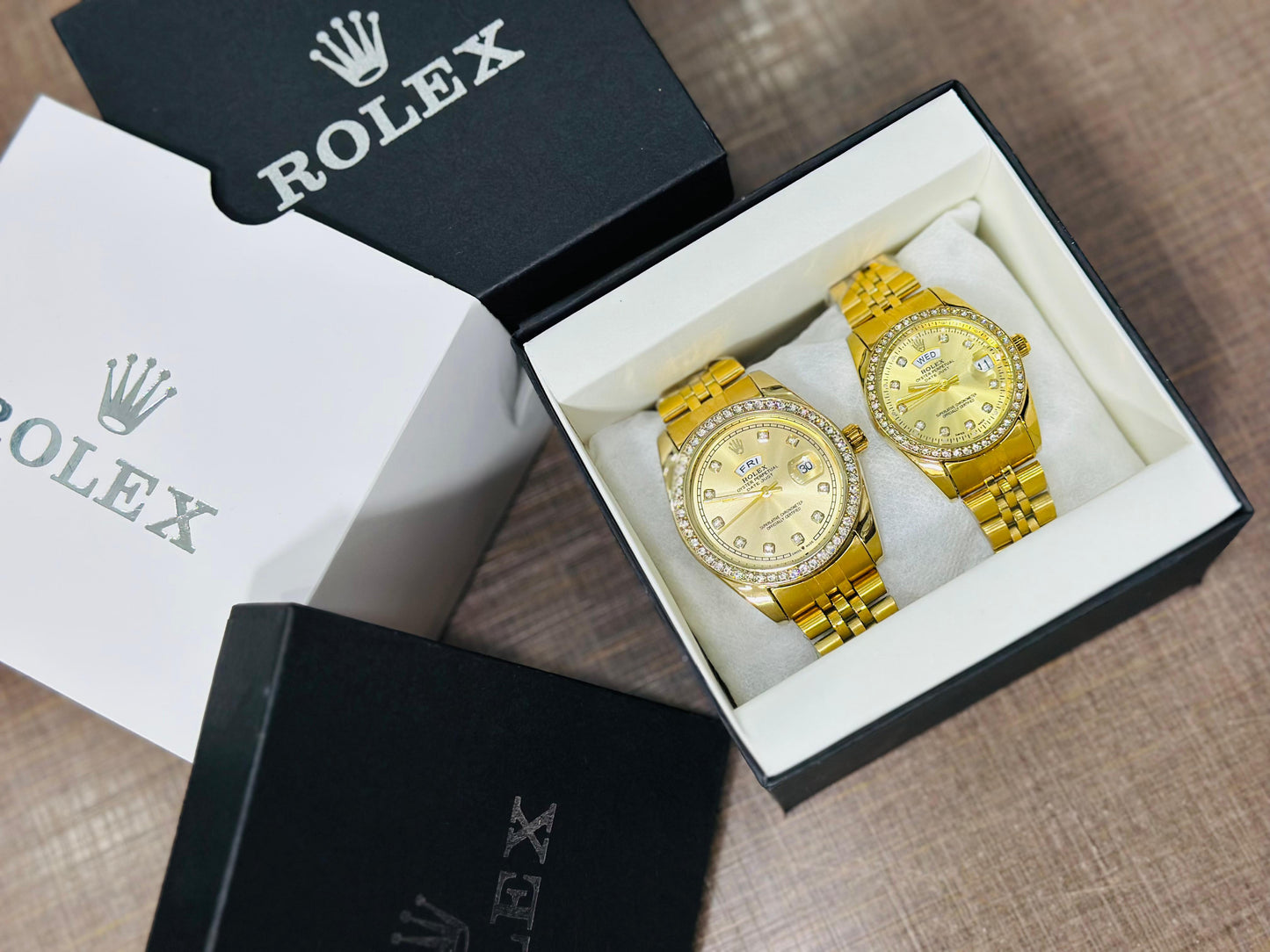 ROLEX Pair Watch Stone Model Fine Quality Quartz Machine