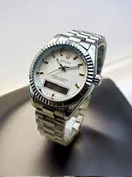 ROLEX UNIQUE DOUBLE TIME WATCHES STAINLESS STEEL CHAIN BRASS CUT RING CASE, WITH TAJ LOCK