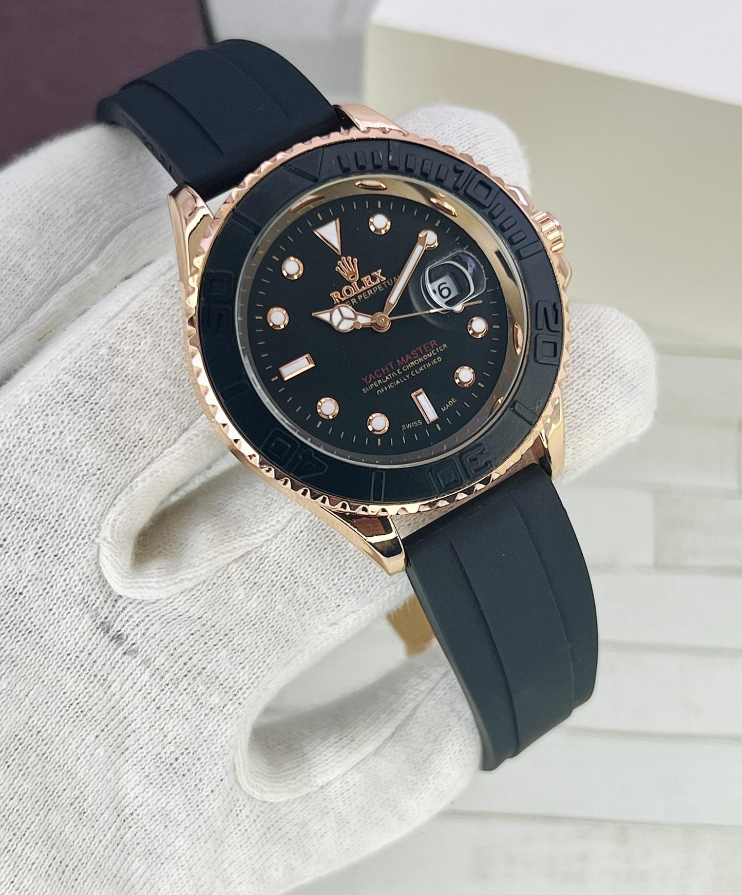 Yacht Master ROLEX men's watch Rubber strap With Heavy Master lock