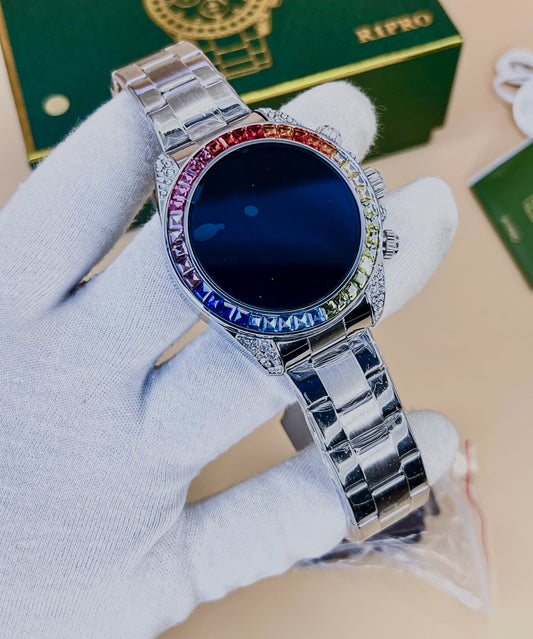 R1 pro ROLEX STYLE NEW STOCK SMART WATCH WITH MULTI STONE HEAVY CHAIN