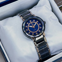 CRYSTAL TIME BRAND  LADIES CHAIN WATCHES  STONE DIALS  PUSH BUTTON LOCK