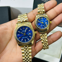 ROLEX PAIR WATCHES JUBILEE CHAIN STAINLESS STEEL CHAIN ROMAN DIALS