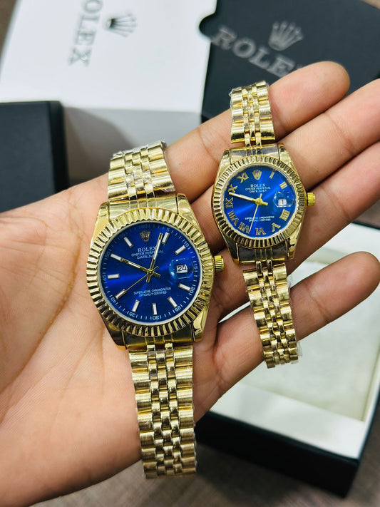 ROLEX PAIR WATCHES JUBILEE CHAIN STAINLESS STEEL CHAIN ROMAN DIALS
