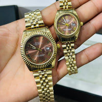 ROLEX PAIR WATCHES JUBILEE CHAIN STAINLESS STEEL CHAIN ROMAN DIALS
