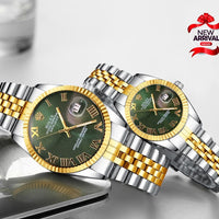 ROLEX PAIR WATCHES JUBILEE CHAIN STAINLESS STEEL CHAIN ROMAN DIALS