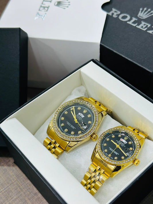 ROLEX Pair Watch Stone Model Fine Quality Quartz Machine