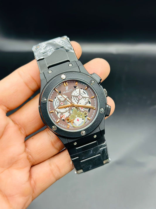 HUBLOT SKELETON GENTS COLLECTION METALLIC CASE WITH DATE
