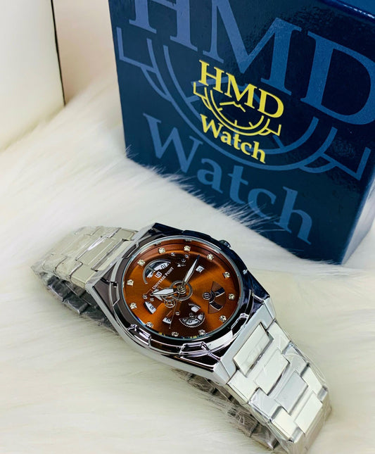UNIVERSE POINT MEN'S CHAIN WATCH DATE WORKING BROWN ROUND DIAL