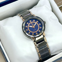CRYSTAL TIME BRAND  LADIES CHAIN WATCHES  STONE DIALS  PUSH BUTTON LOCK