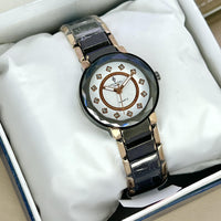 CRYSTAL TIME BRAND  LADIES CHAIN WATCHES  STONE DIALS  PUSH BUTTON LOCK