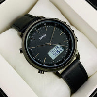 SKMEI WATCH  FOR MEN'S BRANDED WATCH  DUAL TIME  LEATHER STRAP