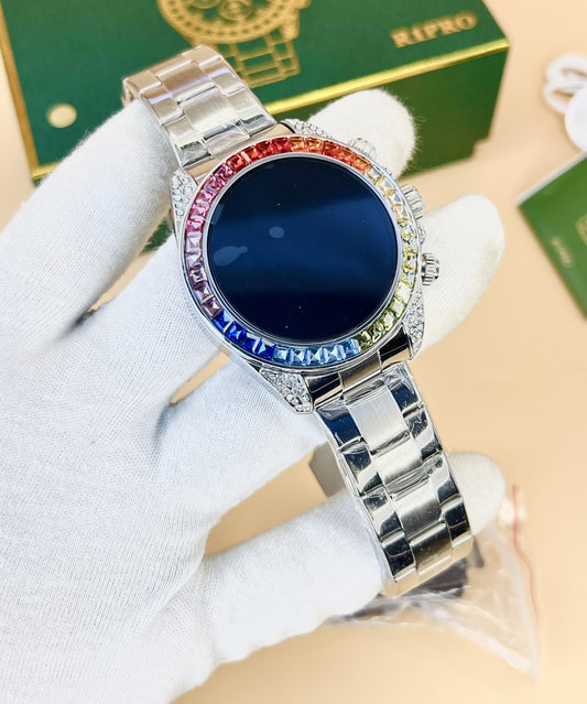 R1 pro ROLEX STYLE NEW STOCK SMART WATCH WITH MULTI STONE HEAVY CHAIN